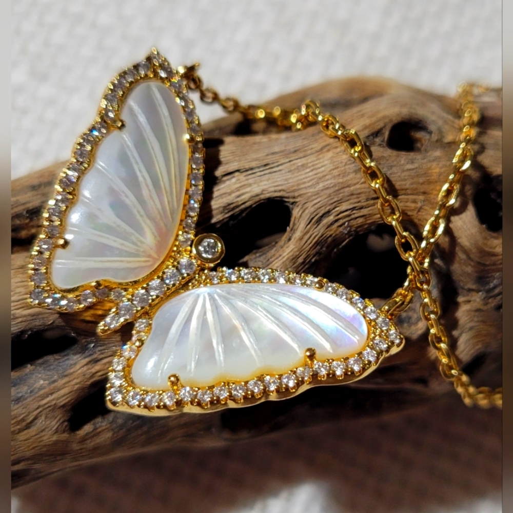 Adina Eden MOP Butterfly Necklace